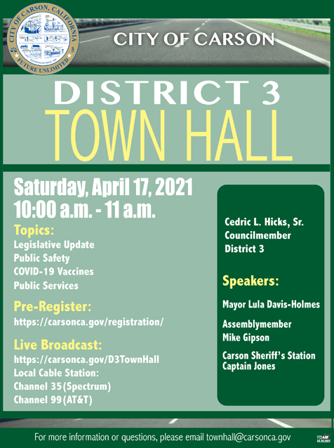 District 3 Townhall - Saturday, 4/17/2021